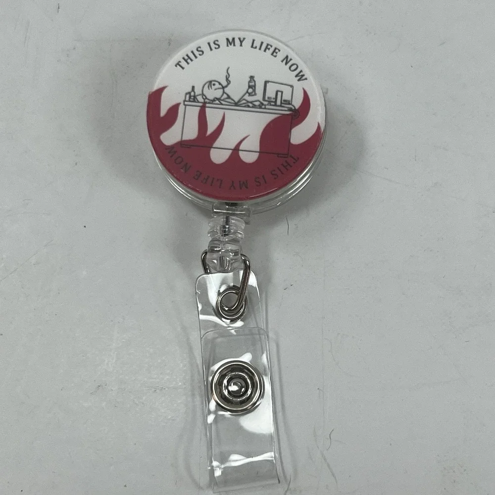 Unbranded Badge Reel Unisex White Red Excellent This Is My Life Now Funny Humor
